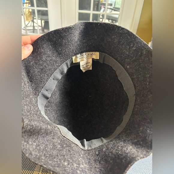 Filippo Catarzi Bucket Hat Winter 100% Wool Gray Black - Picture 2 of 4